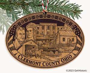 Clermont County Ohio Engraved Natural Ornament