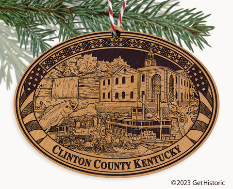 Clinton County Kentucky Engraved Natural Ornament