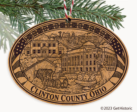 Clinton County Ohio Engraved Natural Ornament