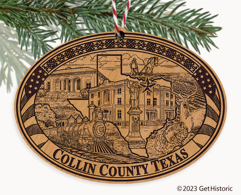 Collin County Texas Engraved Natural Ornament