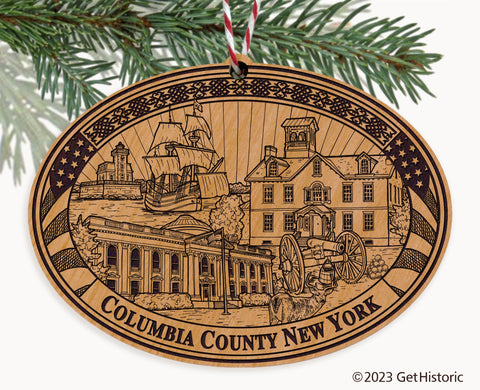 Columbia County New York Engraved Natural Ornament