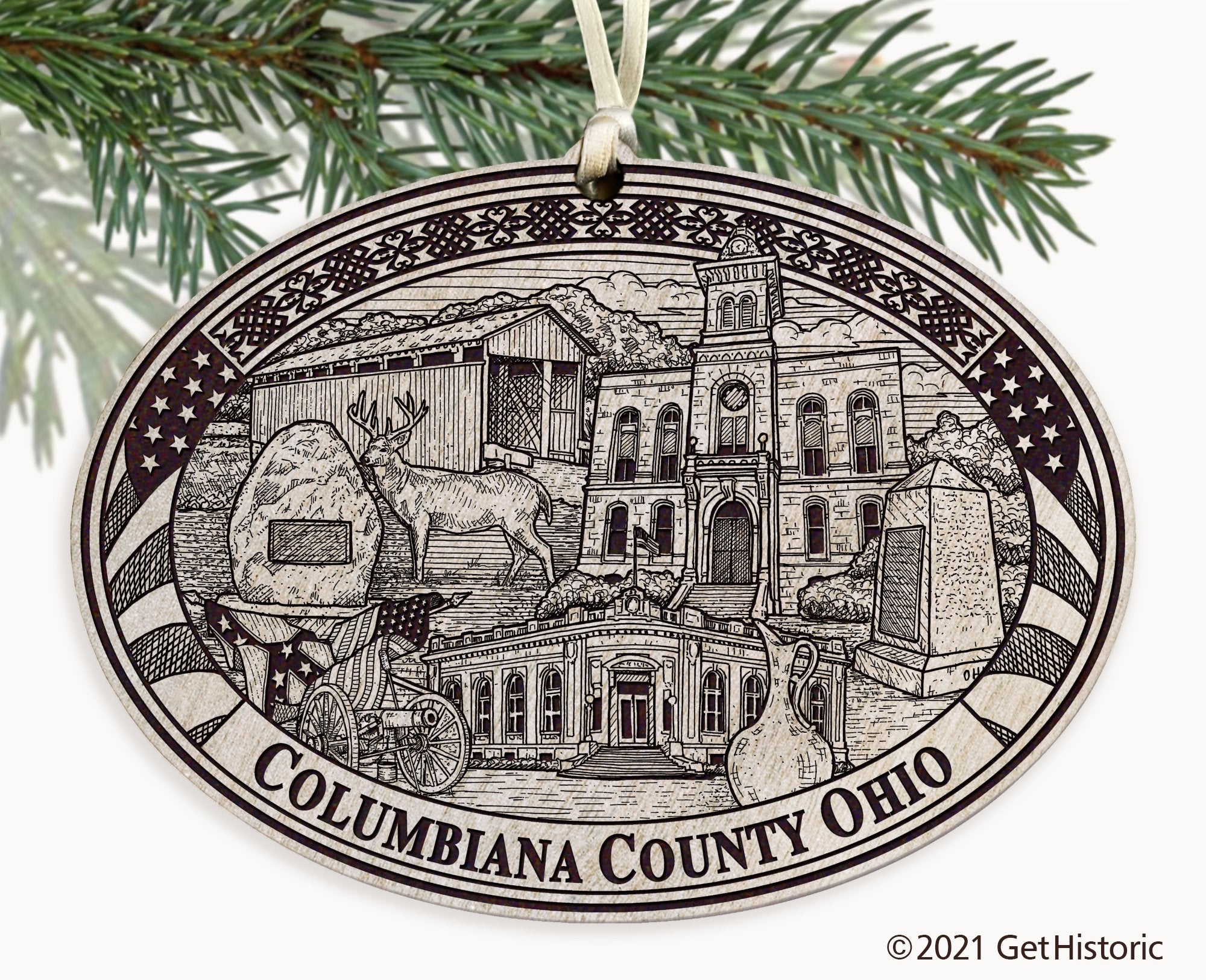 Columbiana County Ohio Engraved Ornament