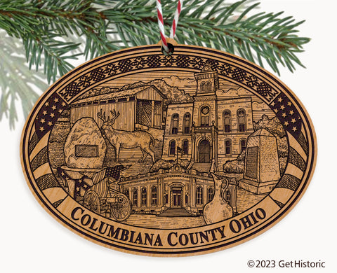 Columbiana County Ohio Engraved Natural Ornament