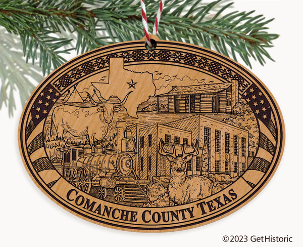 Comanche County Texas Engraved Natural Ornament