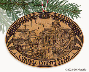 Coryell County Texas Engraved Natural Ornament