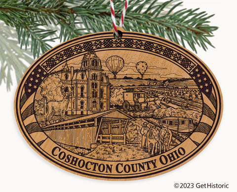 Coshocton County Ohio Engraved Natural Ornament