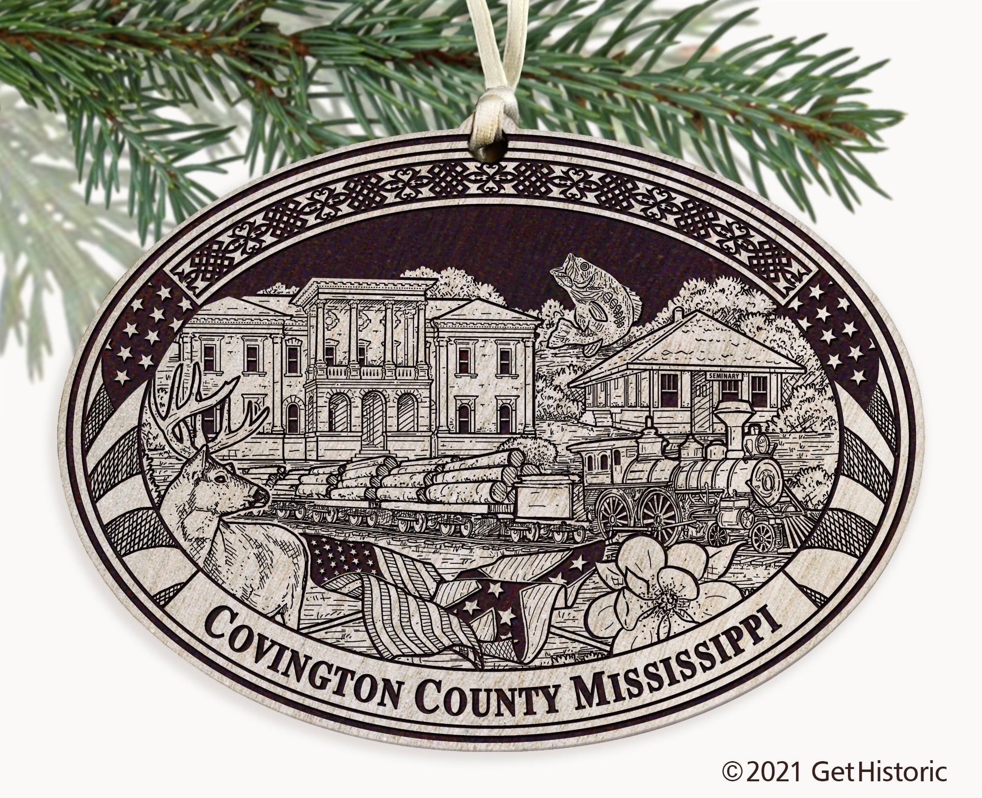 Covington County Mississippi Engraved Ornament