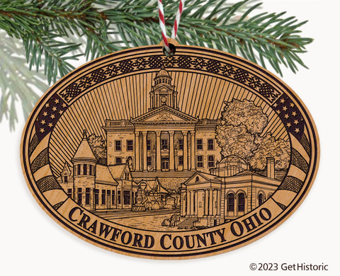 Crawford County Ohio Engraved Natural Ornament