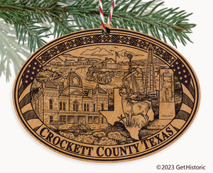 Crockett County Texas Engraved Natural Ornament