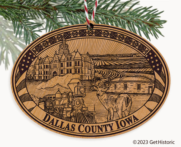 Dallas County Iowa Engraved Natural Ornament