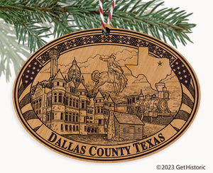 Dallas County Texas Engraved Natural Ornament