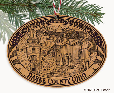 Darke County Ohio Engraved Natural Ornament