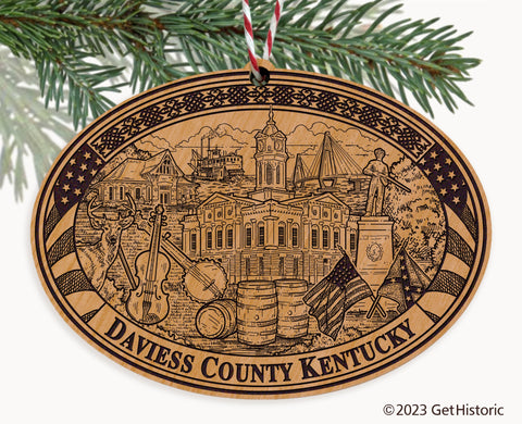 Daviess County Kentucky Engraved Natural Ornament