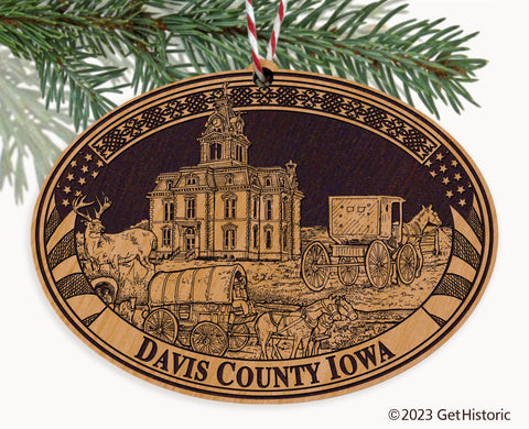 Davis County Iowa Engraved Natural Ornament