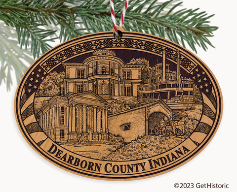 Dearborn County Indiana Engraved Natural Ornament