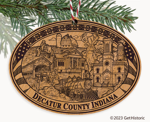 Decatur County Indiana Engraved Natural Ornament