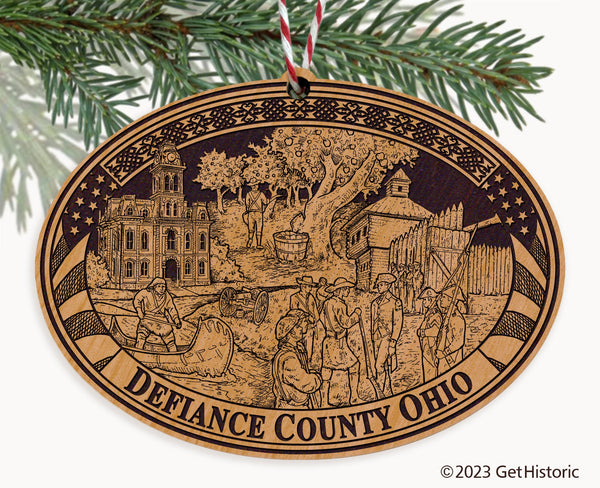 Defiance County Ohio Engraved Natural Ornament