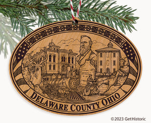 Delaware County Ohio Engraved Natural Ornament