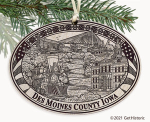 Des Moines County Iowa Engraved Ornament