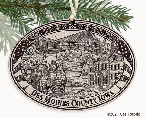 Des Moines County Iowa Engraved Ornament