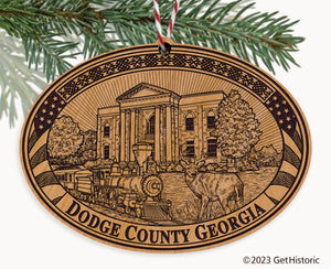 Dodge County Georgia Engraved Natural Ornament