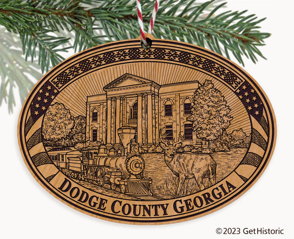 Dodge County Georgia Engraved Natural Ornament