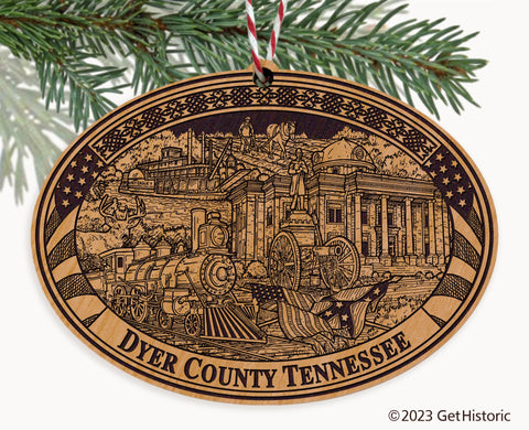 Dyer County Tennessee Engraved Natural Ornament