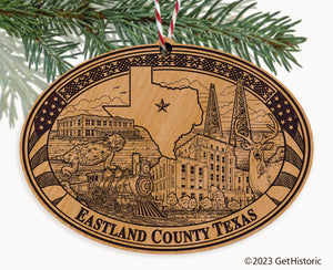 Eastland County Texas Engraved Natural Ornament