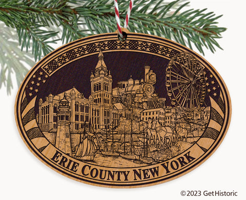 Erie County New York Engraved Natural Ornament