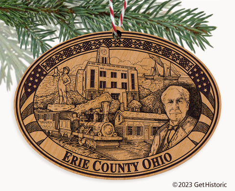 Erie County Ohio Engraved Natural Ornament