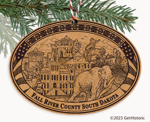 Fall River County South Dakota Engraved Natural Ornament