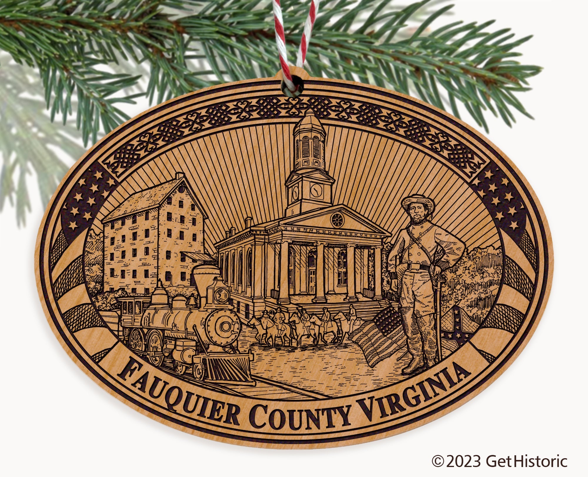 Fauquier County Virginia Engraved Natural Ornament