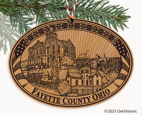 Fayette County Ohio Engraved Natural Ornament