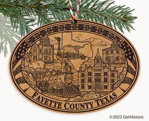 Fayette County Texas Engraved Natural Ornament