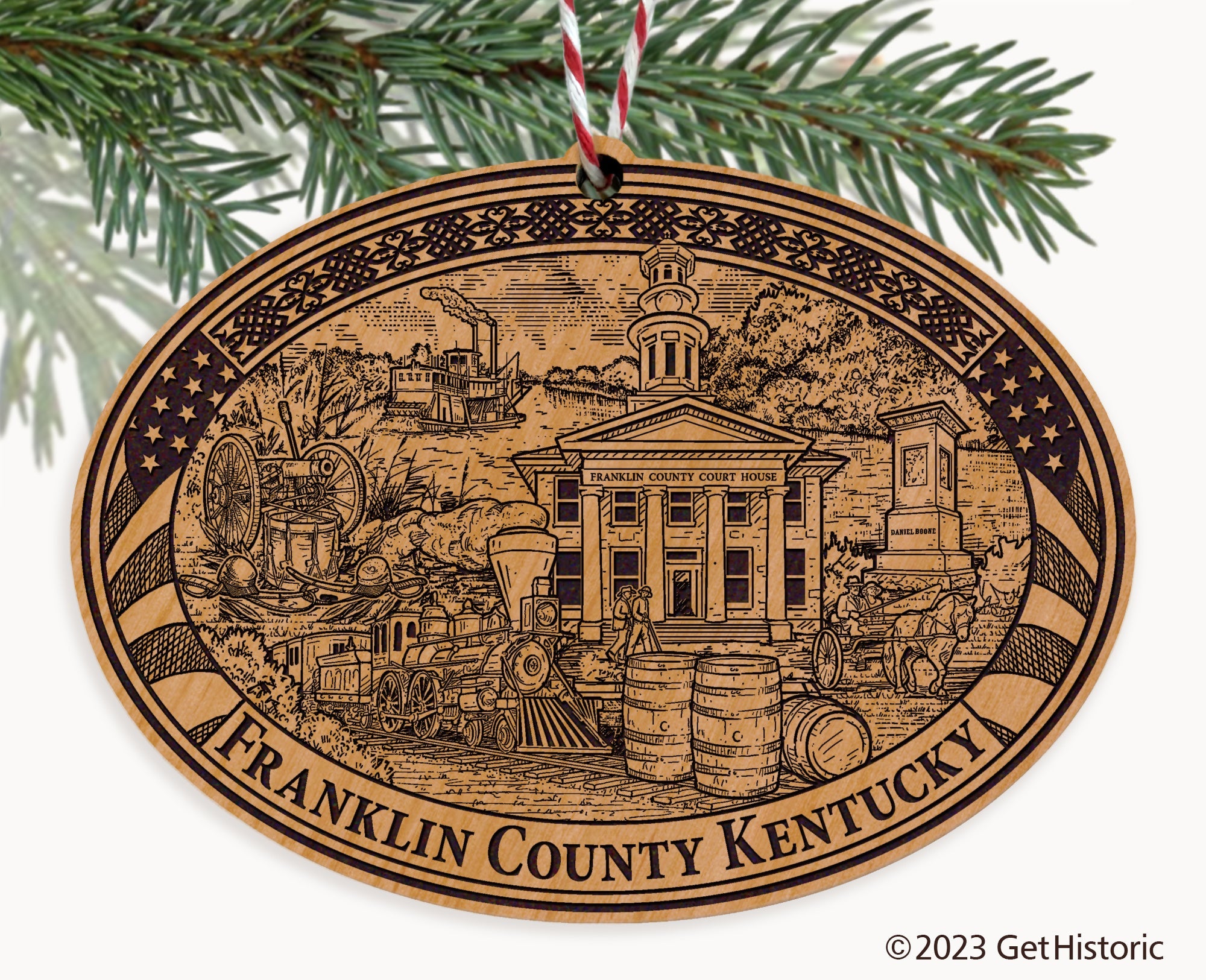 Franklin County Kentucky Engraved Natural Ornament