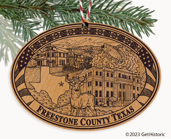 Freestone County Texas Engraved Natural Ornament