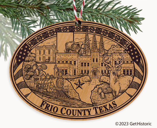 Frio County Texas Engraved Natural Ornament