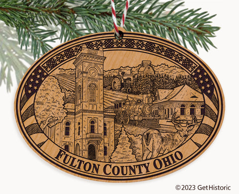 Fulton County Ohio Engraved Natural Ornament