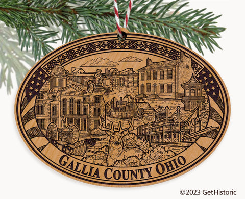 Gallia County Ohio Engraved Natural Ornament