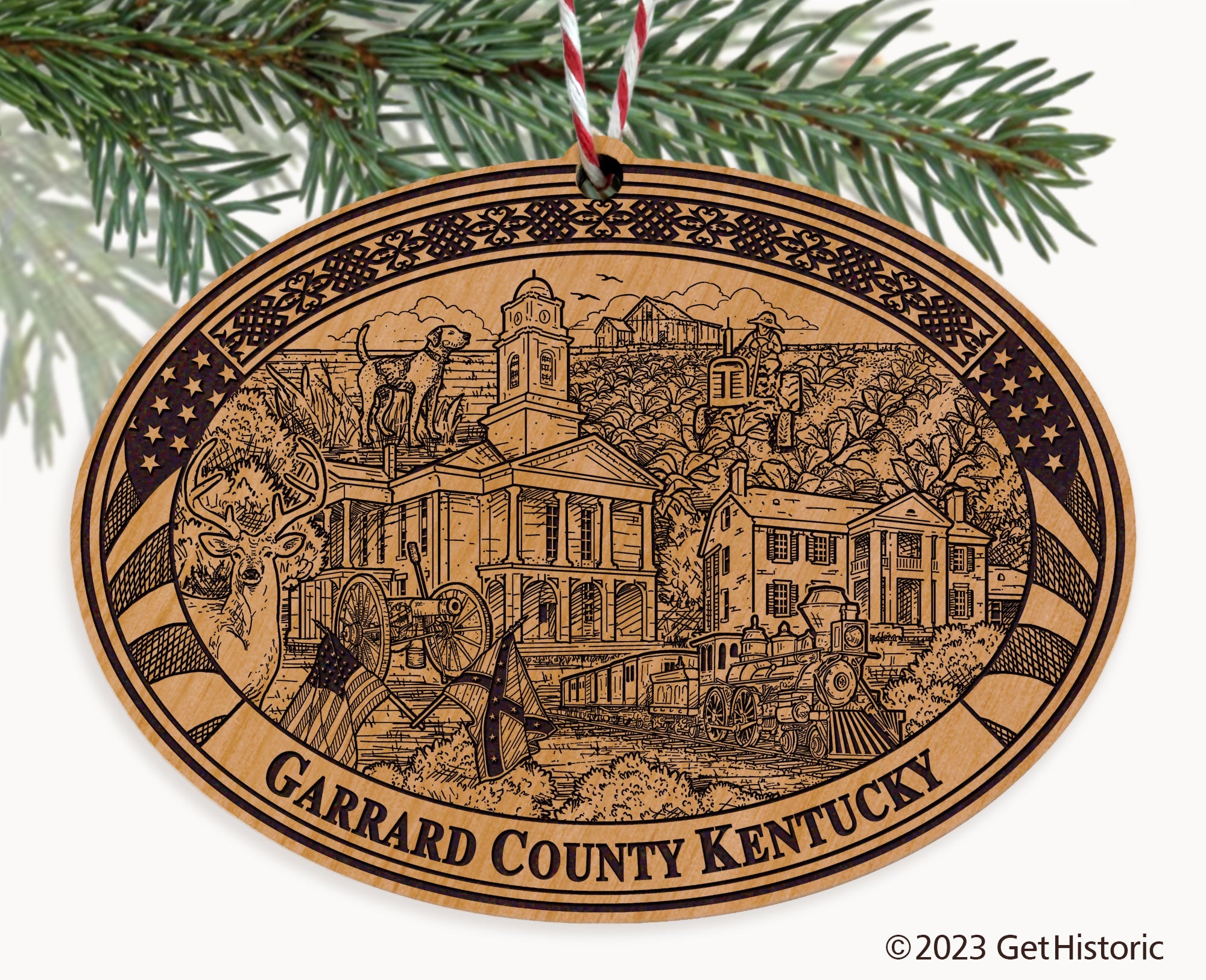 Garrard County Kentucky Engraved Natural Ornament