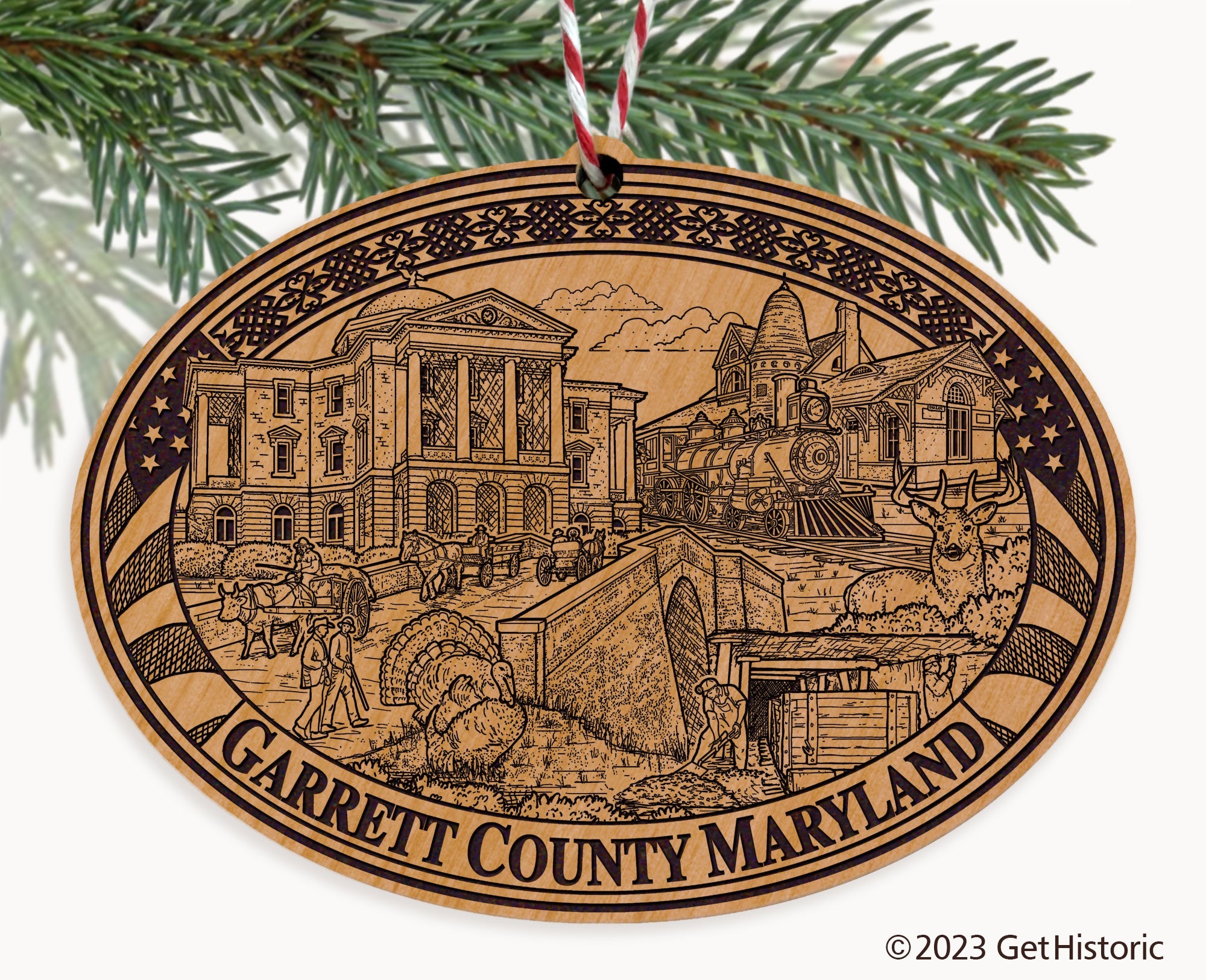 Garrett County Maryland Engraved Natural Ornament