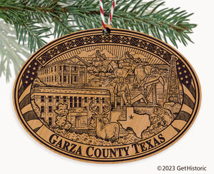 Garza County Texas Engraved Natural Ornament