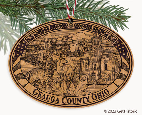 Geauga County Ohio Engraved Natural Ornament