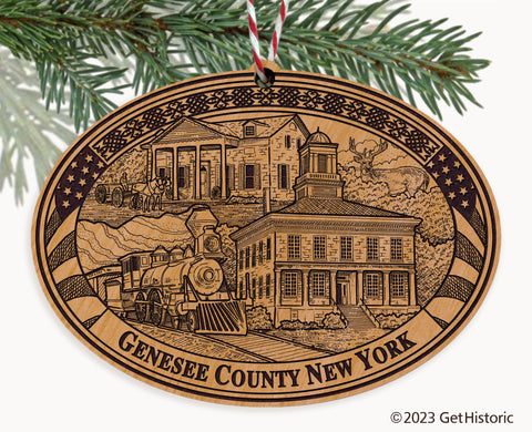 Genesee County New York Engraved Natural Ornament