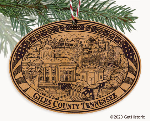 Giles County Tennessee Engraved Natural Ornament