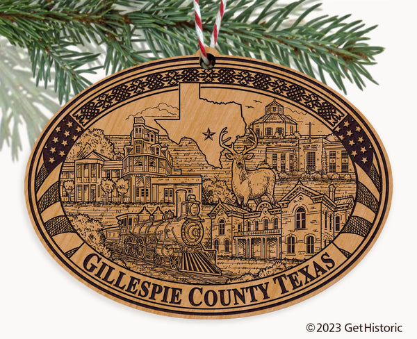 Gillespie County Texas Engraved Natural Ornament