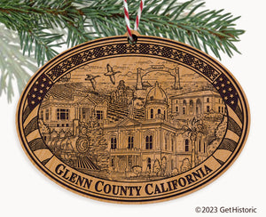 Glenn County California Engraved Natural Ornament