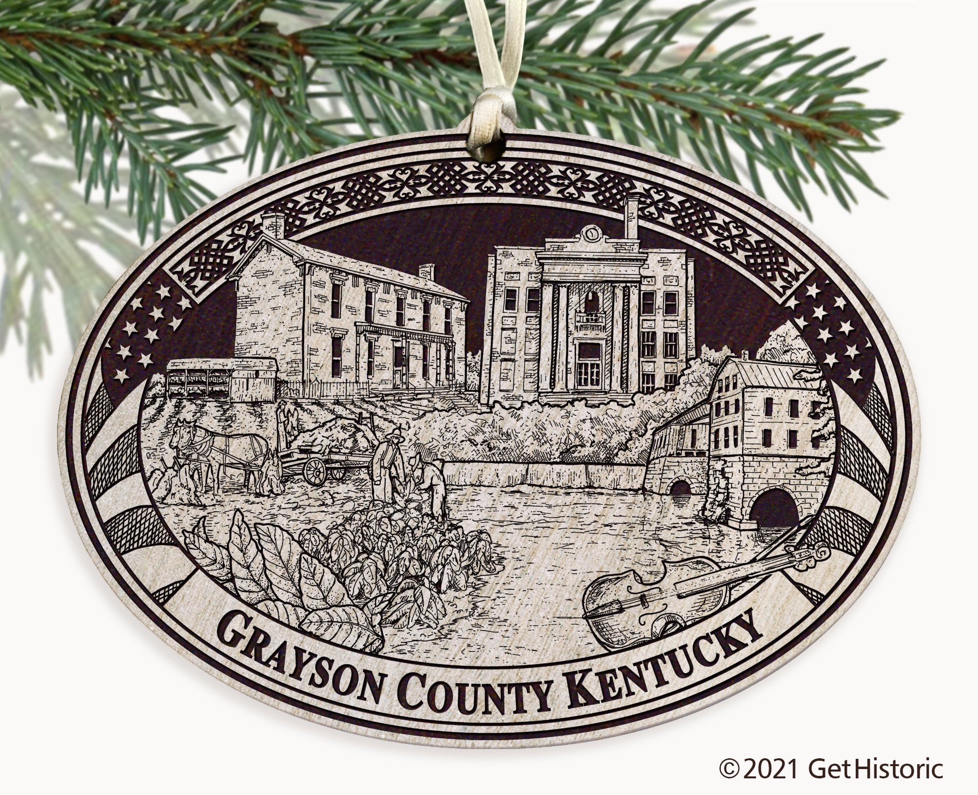 Grayson County Kentucky Engraved Ornament