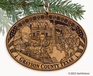 Grayson County Texas Engraved Natural Ornament