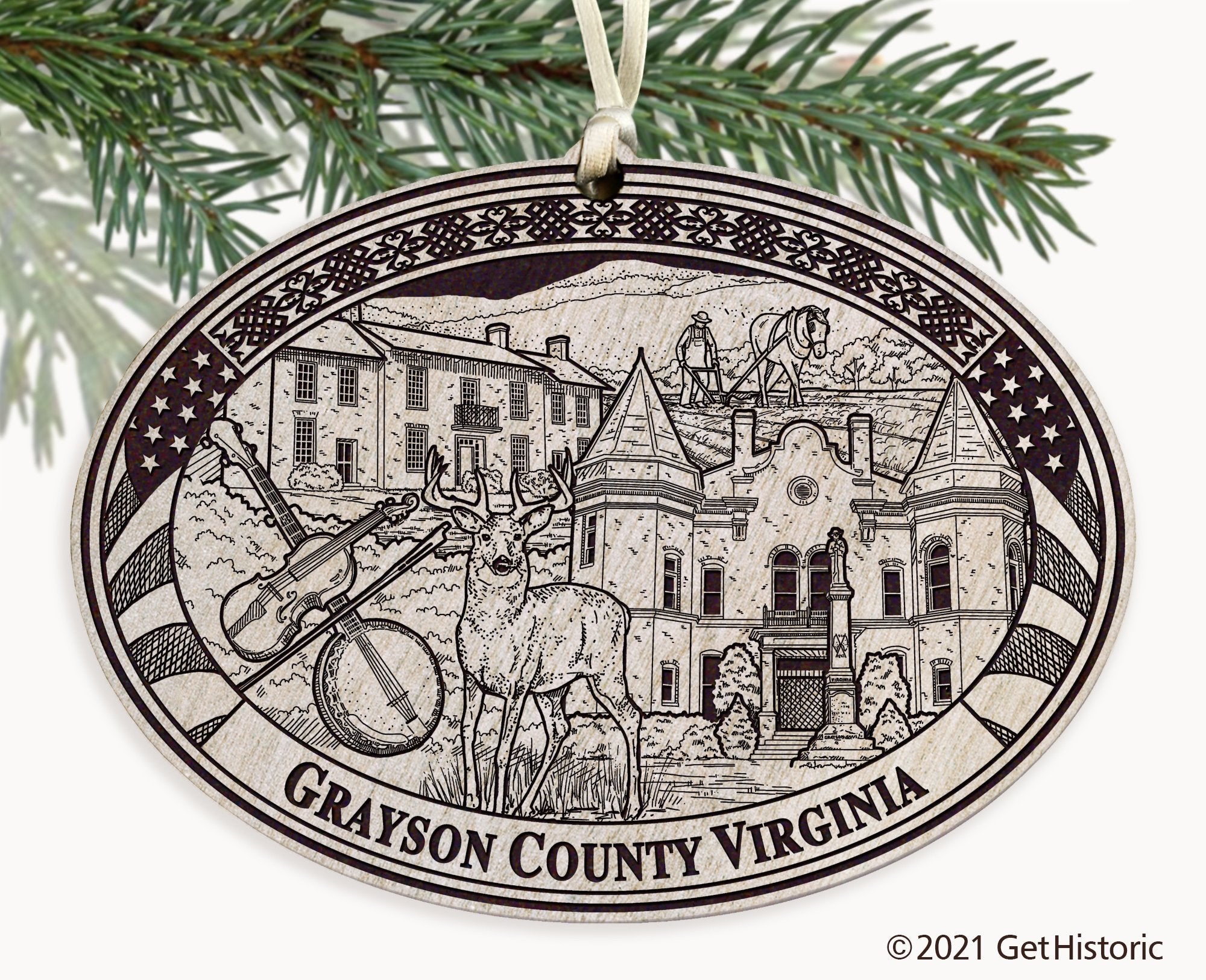 Grayson County Virginia Engraved Ornament